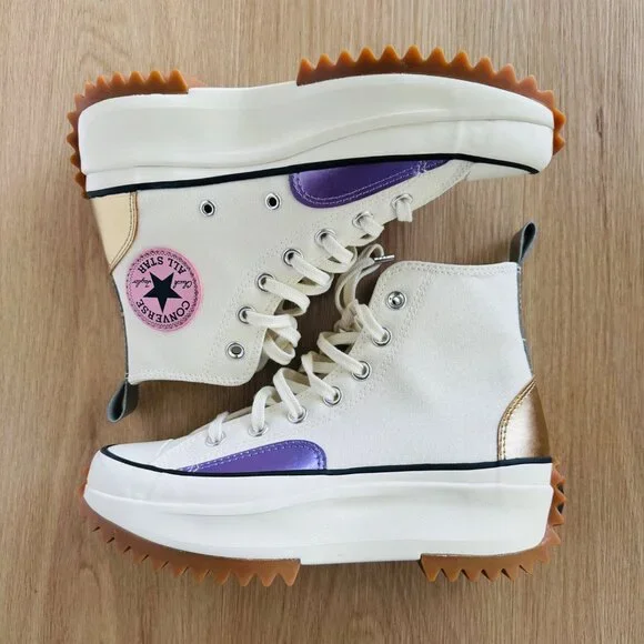 ⭐Converse Run Star Hike Hi Platform 7.5 Mens Shoes Beige Purple Sneaker A09796C⭐